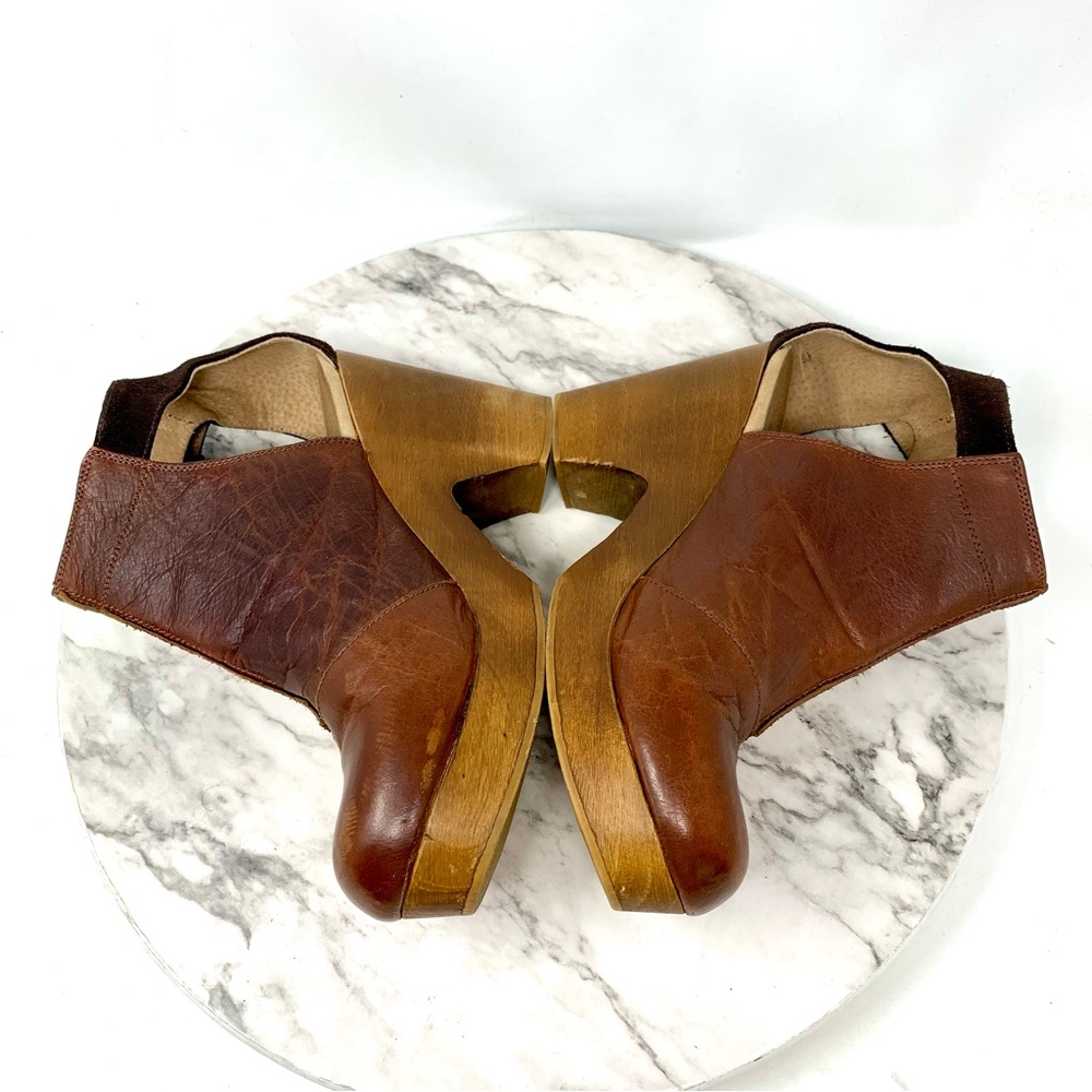 Free People Amber Orchard Wood Platform Clogs 8/38 Boho Retro Indie Sleeze Euro - Picture 7 of 16